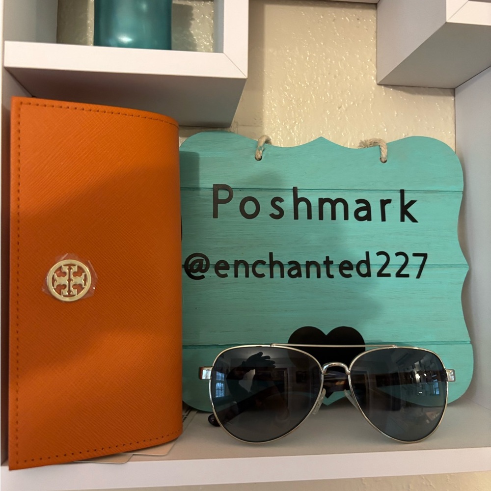 Tory Burch Silver and Black Sunglasses for Women